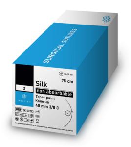 Шовк. USP 2(М5), 90 см, чорний голка зворотньо-ріжуча , 50 мм, 1/2 С. SK-02586